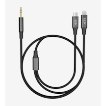 A204 2'si 1 Arada 3.5mm Aux Çıkışlı Type-c Ve Lightning Ses Kablo
