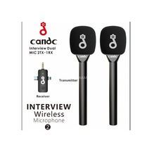Kablosuz El Ve Yaka Mikrofon Sistemi 2 Verici 1 Alıcı, 2.4ghz Sinyal, 50m Menzil, Tak-çalıştır, Dslr/telefon Uyumlu, Röportaj Ve Canlı Yayın İçin Profesyonel Candc 2tx