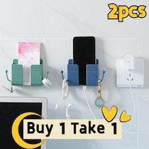 Monyee Yeşil+mavi Telefon Tutucu 2'li Paket: Otomatik Yapıştırıcı Duvar Montajlı, Şarj Desteği Ve Hooklu Organizer
