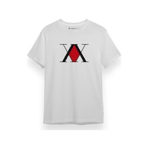 Hunter X Hunter Anime Logo Beyaz Kısa Kol Erkek Tshirt 001