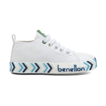 United Colors Of Benetton Benetton Lastikli Çocuk Keten Ayakkabı Beyaz Mavi Bn30641 Beyaz - Mavi