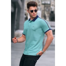 Madmext Mint Yeşili Kol Şeritli Polo Yaka Tişört 5888 Mint Yeşili