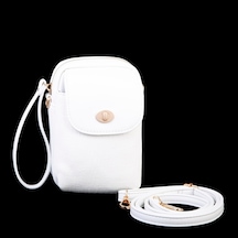 Nas Bag Kadın Mini Telefonluk Çapraz Çanta En 10 Cm , Boy 16 Cm Beyaz
