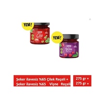Şeker İlavesiz Çilek Vişne Reçeli Ekstra Geleneksel 2 Adet X 275 Gr