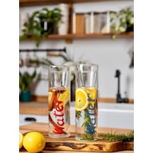 Water Borosilikat Bardaklı Cam Baş Ucu Sürahisi 650 Ml - Kırmızı