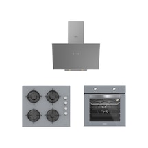 Silverline BO6501S01 + CS5349S01 +3481 Flam Gri Ankastre Set