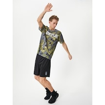 Koton Spor Tişört Kamuflaj Desenli Sloganlı Bisiklet Yaka Kısa Kollu Haki Desenli 4Wam10099Nk 4Wam10099Nk8D5 Haki