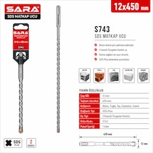 Sara S743 Sds Plus Matkap Ucu 12 X 450 Mm, 2 Kesicili Tungsten Karbür Uçlu