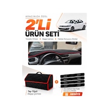 E-biz Citroen C-elysee 2012-2022 Uyumlu Torpido Örtüsü + Tay Tüyü Çanta - Siyah-kırmızı - Cı009