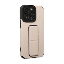 Apple Uyumlu   iPhone 13 Pro Max Kılıf Mega Standlı Silikon - Gold
