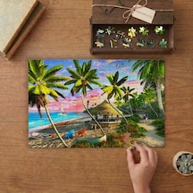 Kıyı - Palmiyeler - Sahil Tasarımı 240 Parça Ahşap Puzzle Ahşap Kutuda Mpy20349
