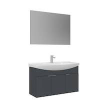 Orka Purus 100 Cm Mat Antrasit Düz Aynalı Banyo Dolabı Takımı Asma Antrasit