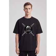 Black Nova Oversize Baskılı Unisex %100 Pamuk T-shirt Sunset Cross Siyah