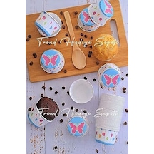 Beyaz Kelebek Desenli Renkli Muffin Cupcake Kalıbı Kek Kapsülü 50'li .