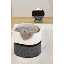 Hasır Dokuma Çamaşır Sepeti - Banyo Düzenleyici Pamuk Halat Saklama Sepeti 38 Cm Karışık Renk