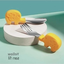 Flybuy Reedark Bebek Çatal Kaşık Seti - Paslanmaz Çelik, 6 Ay+ Sarı Renk