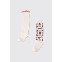 Panço Kız Çocuk 2'li Dizaltı Çorap 2522gk11014 Renkli