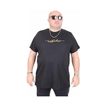 Starbattal Erkek Büyük Beden Sıfır Yaka Tişört Lets Get Going 25175 Sıyah Siyah