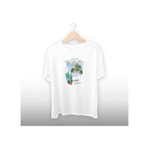 Tropical 1980 Detaylı Unisex Tişört Beyaz