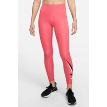 Nike One Dri Fit Big Double Swoosh Leggings 7/8 Toparlayıcı 2 İç Cepli Koyu Pembe Tayt Pembe