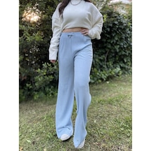Kadın Fitilli Çizgili Penye Raporlu Pamuklu Pijama Altı Eşofman