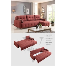 Orion Köşe Koltuk Takımı & L Koltuk Sandıklı & Yataklı Bordo & Köşe Takımı