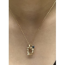 Altın 3 Boyutlu D Harfli Aynalı Zincir