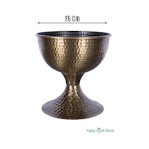 Yapay Çiçek Sitesi Metal Dekoratif Darbeli Vazo 20 Cm Bronz Bronz