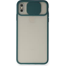 Apple iPhone  Uyumlu,  X Kılıf Palm Buzlu Kamera Sürgülü Silikon - Yeşil