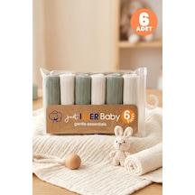 Just Inner Erkek Bebek 6'lı %100 Pamuk Ağız Mendili Düz Renk Dokulu Kutulu Set Nefes Alan Doku 582202 Yeşil