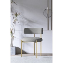 Avvio Matilda Mat Gold Metal Mutfak Sandalyesi Yemek Odası Sandalyesi Makyaj Sandalyesi Teddy Sandalye Gri