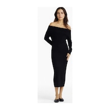 Defacto Fitted Açık Omuz Ribana Uzun Kollu Midi Elbise D6840ax25aubn340 Kahve