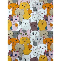Kedi Desenli Kumaş Kırlentlik Döşemelik Kumaş Dijital Baskı