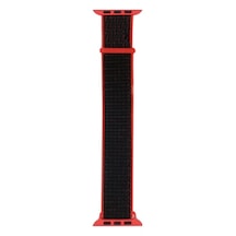 Apple Watch Uyumlu  38mm Kordon Band-03 Serisi Hasır Strap Kayış - Kırmızı-siyah