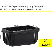 Kozmetik Ve Bijuteri Plastik Alışveriş El Sepeti 7 Litre Siyah 20 Adet / En:20 Boy:30 Yükseklik:13 Cm Siyah