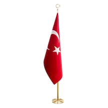 Türk Makam Bayrağı Telalı + Pirinç Direk Simsiz Tek Ebat