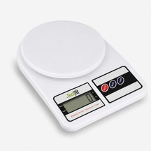 Dijital Mutfak Terazisi, 10 Kg Kapasiteli 1 Gram Hassasiyetli Elektronik Tartı, Lcd Ekranlı, Dara Fonksiyonlu, Beyaz M Diğer