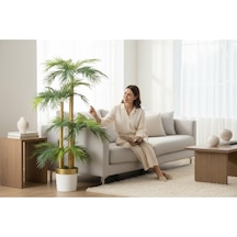 Yapay Palmiye Ağacı Bambu 4 Gövdeli 36 Yaprak 145 Cm Beyaz Gold Saksılı Yeşil