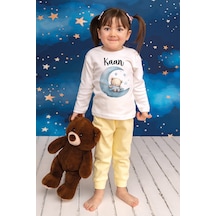 Pia Baby İsme Özel Erkek Çocuk Pijama Takımı %100 Pamuk Penye İsim Baskılı Kişiye Özel Çocuk Pijaması 10718s14pi Krem