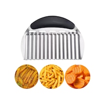 Büyük Kırışık Kesici Patates Kızartması Kesici, Büyük Kırışık Patates Kesici Dalgalı Doğrayıcı, Paslanmaz Çelik Dalgalı Dilimleyici Havuç Sebze İçin Saplı Kırışık Kesme Doğrama Aletleri Gold