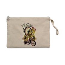 Motorcycle Skull Rider Krem Clutch Astarlı Cüzdan / El Çantası Krem