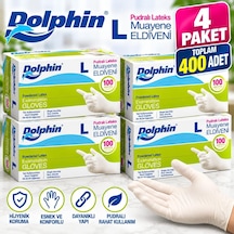 Tr Dolphin Pudralı Latex Muayene Eldiveni L Beden Tek Kullanımlık 4 Paket Diğer
