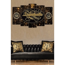 Sarı Besmele - Bismillahirrahmanirrahim - 5 Parçalı Tablo Görsel - 702503761 Görsel