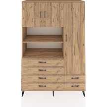 Hyperion Dolap 9 Raflı 6 Çekmeceli 3 Kapaklı 132x44x195 Çam-çam/çam Atlas Çam/atlas Çam