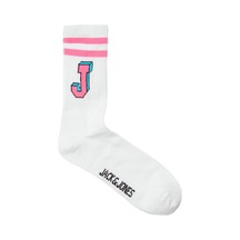 Jack & Jones Logolu ve Çizgili Tekli Çorap - Single 12250749 - 3 - Beyaz