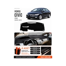 Honda Cıvıc Fd6 2005-2011 Uyumlu Torpido Örtüsü, Torpido Kılıfı - Siyah Gri
