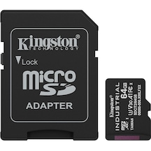 Kingston Sdcıt2-64gb 64gb Microsdxc Industrial C10 A1 Pslc Card + Sd Adapter Hafıza Kartı