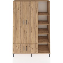 Hyperion Dolap 6 Raflı 4 Kapaklı Tek Askılı 132x44x195 Çam-çam/çam Atlas Çam/atlas Çam