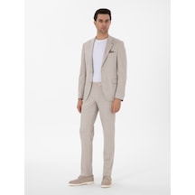 Cacharel Bej Slim Fit Dokulu Takım Elbise