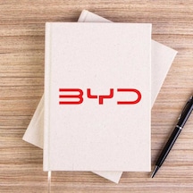 Byd Logo Text Red Krem Çizgisiz Kanvas Defter